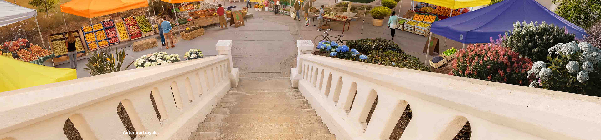 Staircase leading to farmer's market