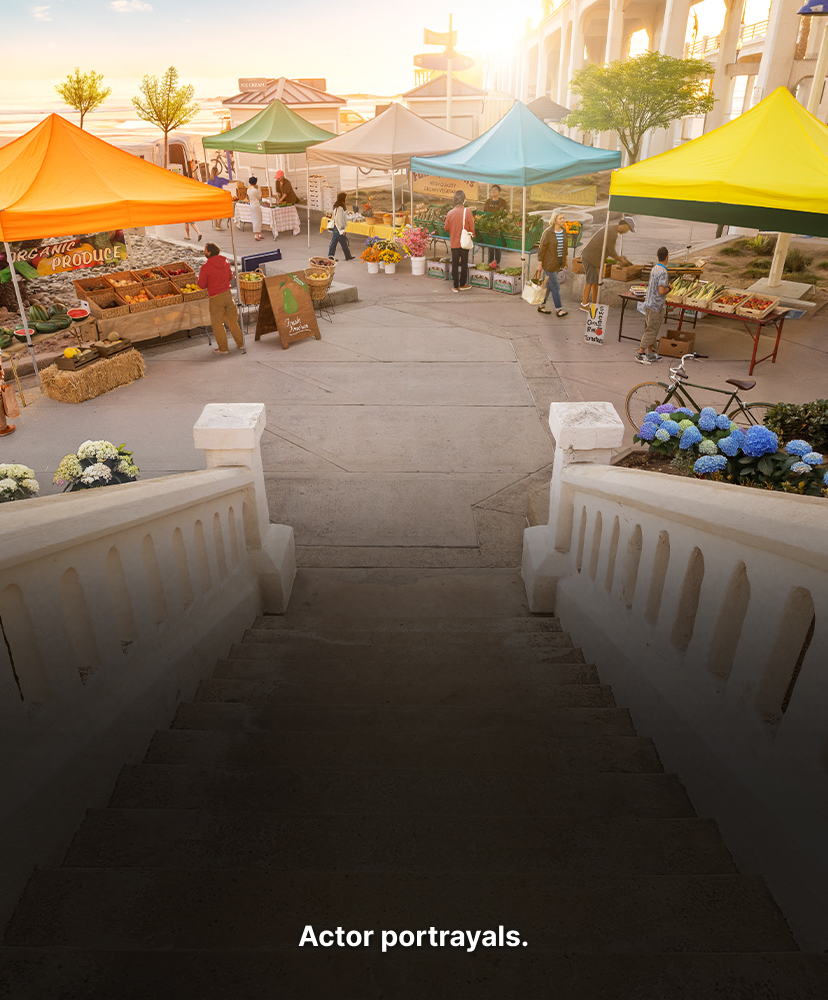Staircase leading to farmer's market