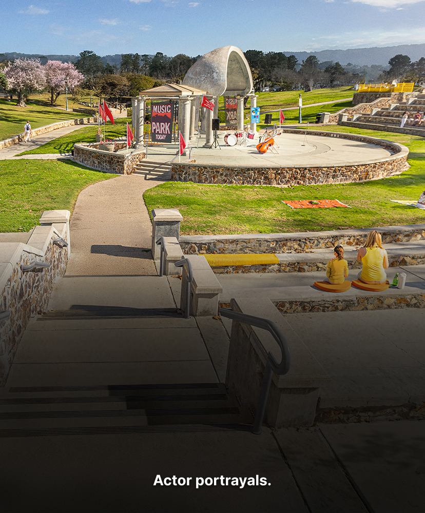 Vertical shot of busy park during daytime